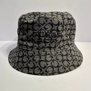 Guess Black and Gray Monogram Bucket Hat